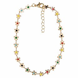 Gold Multicolor Daisy Chain Anklet