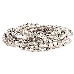 Set of 10 Silver Bead Stretch Bracelets