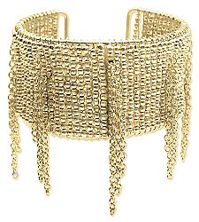Gold Metal Beaded Fringe Cuff Bracelet