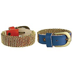 Gold Chain Wrapped Leather Buckle Bracelet