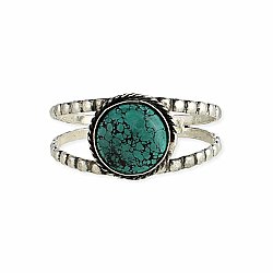 Round Turquoise & Silver Cuff Bracelet