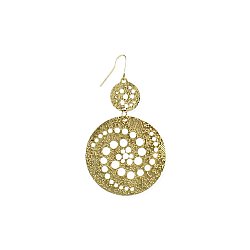 Gold Textured Cutout Circle Earrings