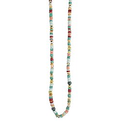Pastel Bead Disk Long Necklace