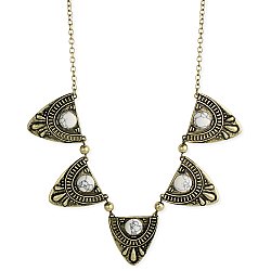 White Stone & Gold Triangle Necklace