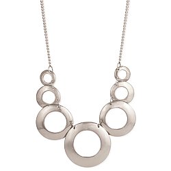 Silver Open Circles Bib Necklace