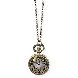 Steampunk Gears Gold Pocket Watch Necklace