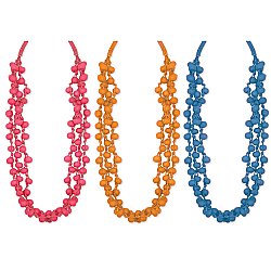 Long 3 Line Bright Dyed Bone Bead Necklace