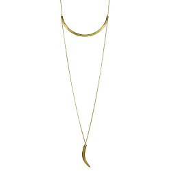 Gold Bar & Horn Drop Necklace