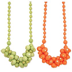 Green Facet & Smooth Resin Bead Cluster Necklace