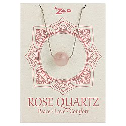 Rose Quartz Bead Silver Chain Necklace