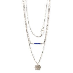 Blue Bead & Silver Layer Necklace