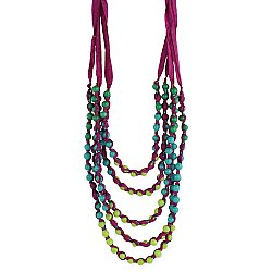 Bead & Purple Ribbon Necklace