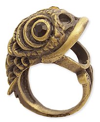 Burnished Gold Metal Fish Wrap Ring