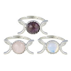 Stone Moon Goddess Silver Adjustable Ring