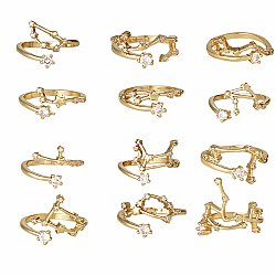 Set of 72 Gold Crystal Zodiac Constellation Rings