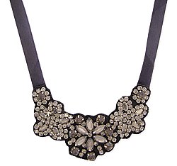 Crystal Covered Fabric & Ribbon Necklace