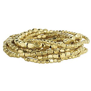 Set of 10 Gold Bead Stretch Bracelets
