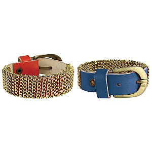 Gold Chain Wrapped Leather Buckle Bracelet
