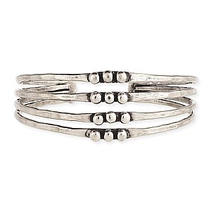 Silver Hammered Dotted Cuff Bracelet
