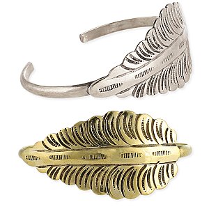 Antiqued Metal Leaf Cuff Bracelet