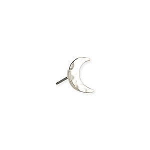 Silver Hammered Crescent Moon Post Earring