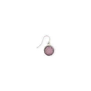 Silver & purple druzy earring