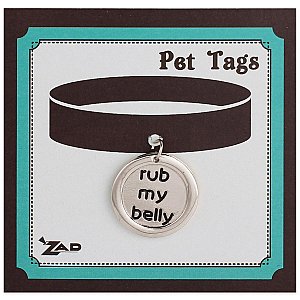 Rub My Belly Silver Dog Tag Collar Charm
