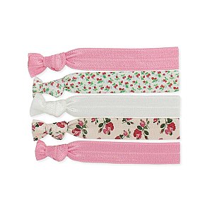 Set of 5 Floral Knotted Hair Ties