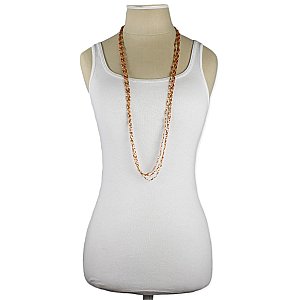 Gold & Coral Bead Long Necklace