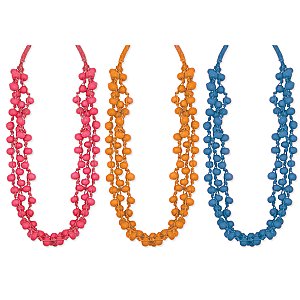 Long 3 Line Bright Dyed Bone Bead Necklace