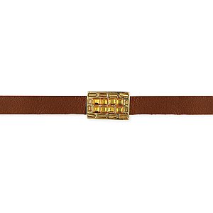 Brown Leather Amber Crystal Choker