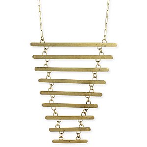 Gold Bar Bib Long Necklace