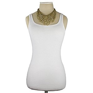 Gold & Clear Bead Drape Necklace