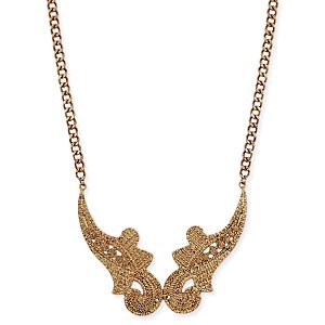 Antique Gold Metal Lace Design Necklace