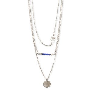 Blue Bead & Silver Layer Necklace