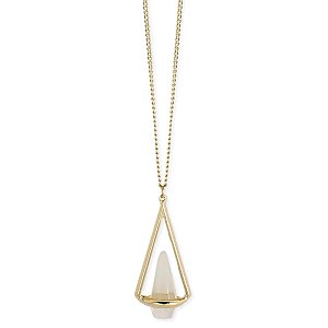 Gold Caged Clear Quartz Long Necklace