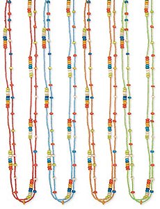 Set of 2 Long Seed Bead Dyed Bone Necklaces
