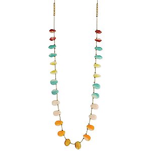 Gold & Multi Marbled Teardrop Long Necklace