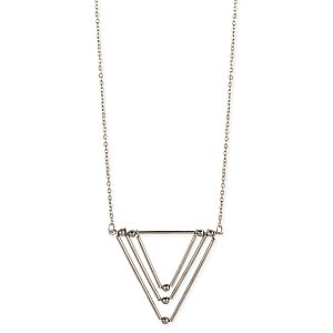 Silver Triangles Long Necklace