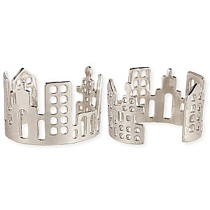 Silver Cutout New York Skyline Adjustable Ring