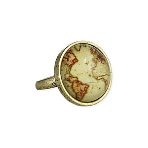 Burnished Gold Map Print Ring