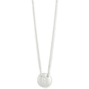 Silver Round Initial Pendant Necklace