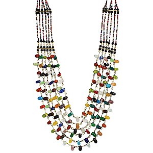 Multi Color Teardrop Bead Layer Necklace