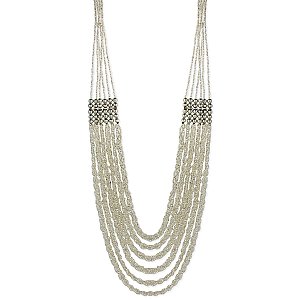 Graduated Braided Clear Bead Long Necklace