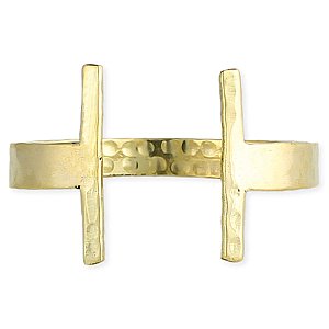 Gold Hammered Bar End Cuff Bracelet