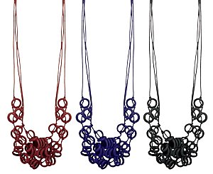 18" 3 Line Dark Glass Rings Cord Necklace