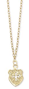 16" Gold Metal Shield Charm Necklace