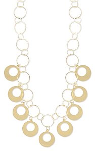 18" Gold Metal Cutout Circle Disk Dangle Necklace