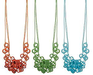 16" 3 Line Glass Rings Cord Necklace