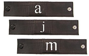 Black Leather Cutout Initial Cuff Bracelet